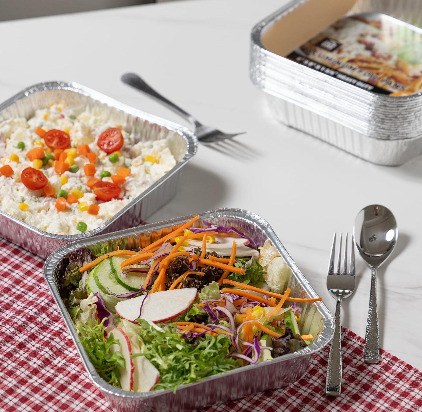 8" Aluminum Square Containers, No Lids- 20 Count