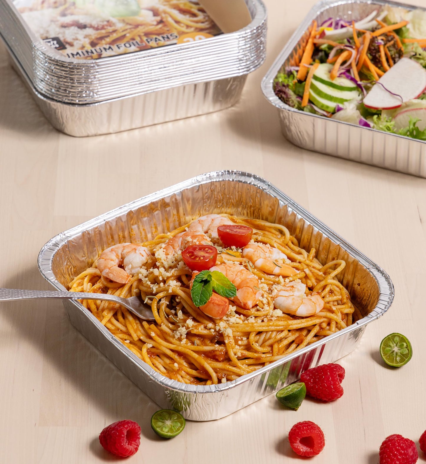 8" Aluminum Square Containers, No Lids- 20 Count
