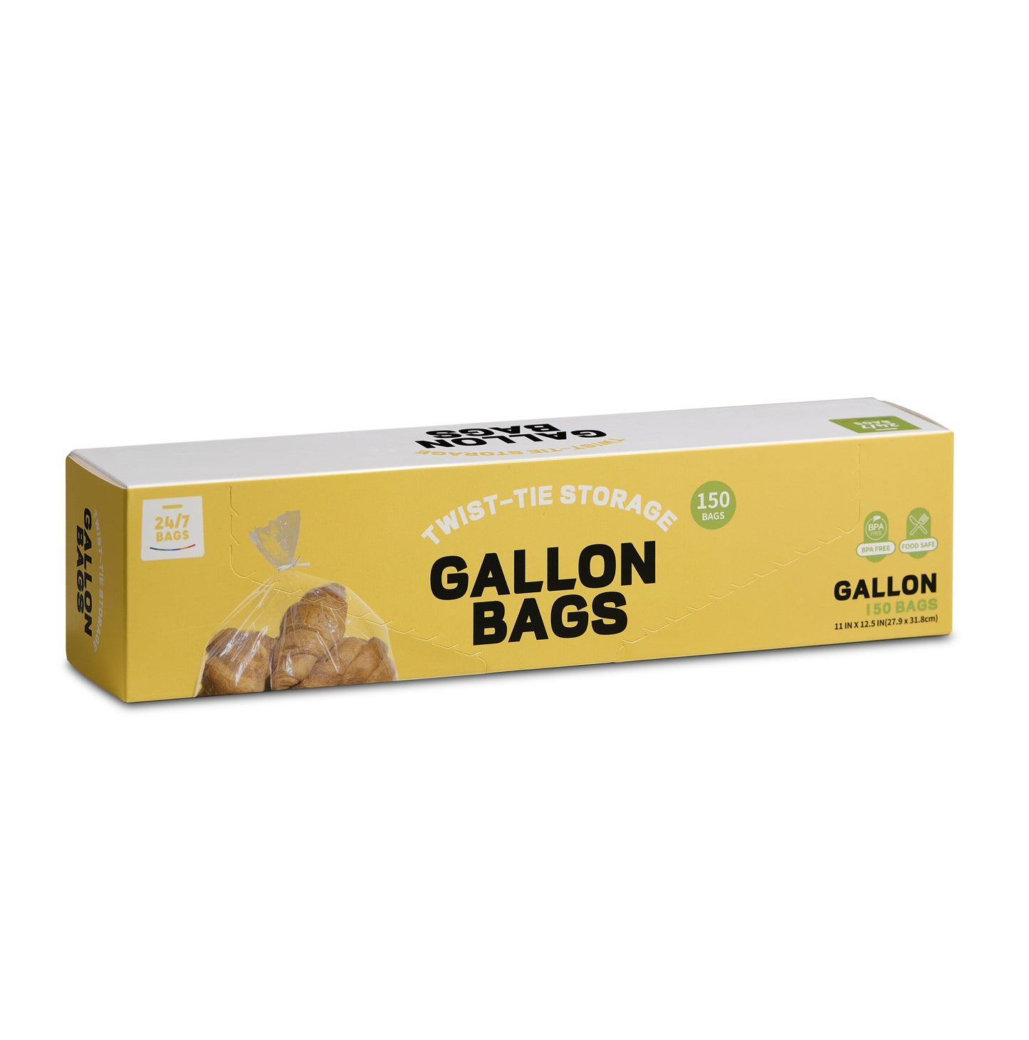 Gallon Open Top Storage Bags, Twist-Ties Included, 150 Count