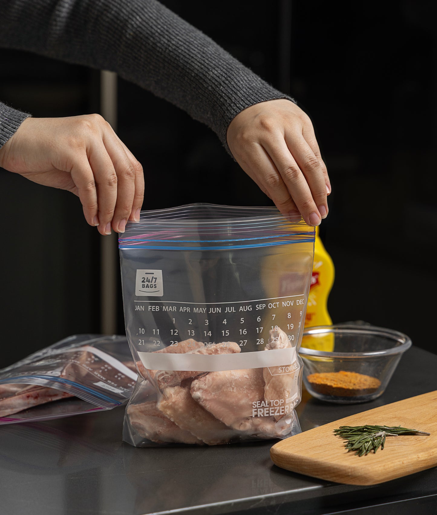 Freezer and Regular Double Zip Storage Bags, 50 Quart / 30 Gallon Each Style