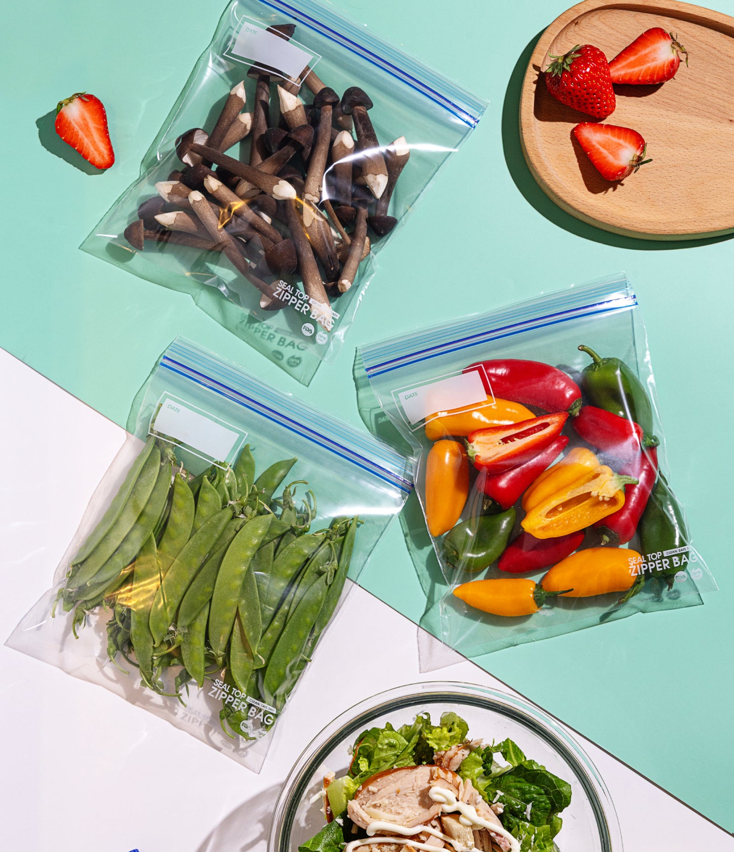 Double Zipper Quart Food Storage Bags with Write-On Rectangle- M/500 Count