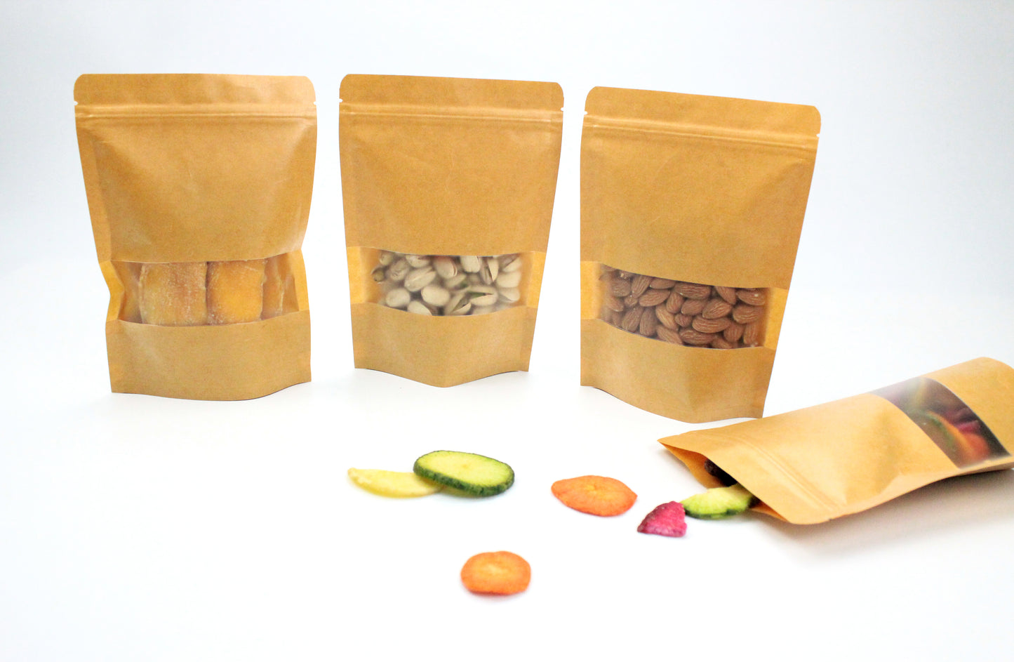 Kraft Resealable Stand Up Pouch Bags With Clear Window (5.5" x 7.8") / 200 Count