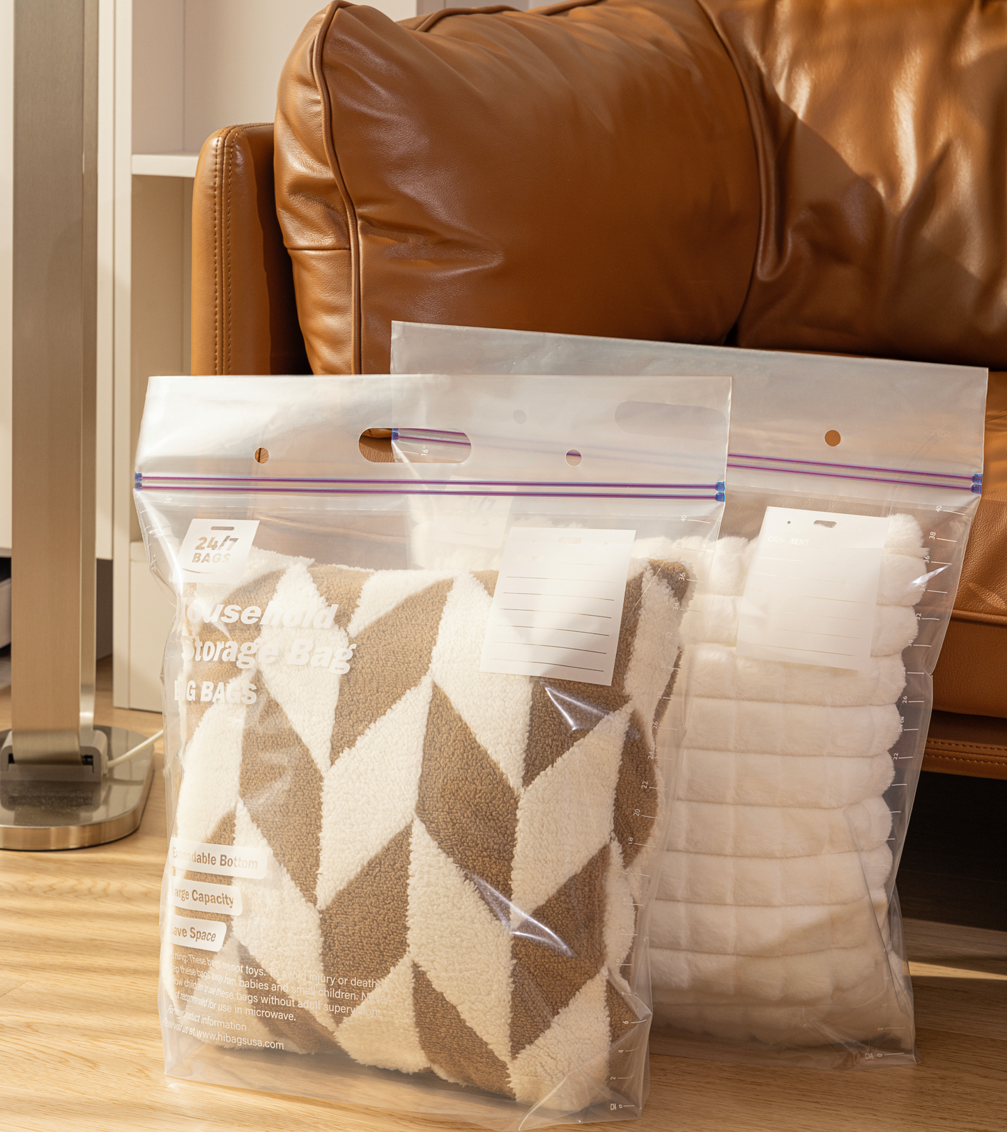 Jumbo Double Seal Zip Storage Bags 5 Gallons, X-Large / 12 Count