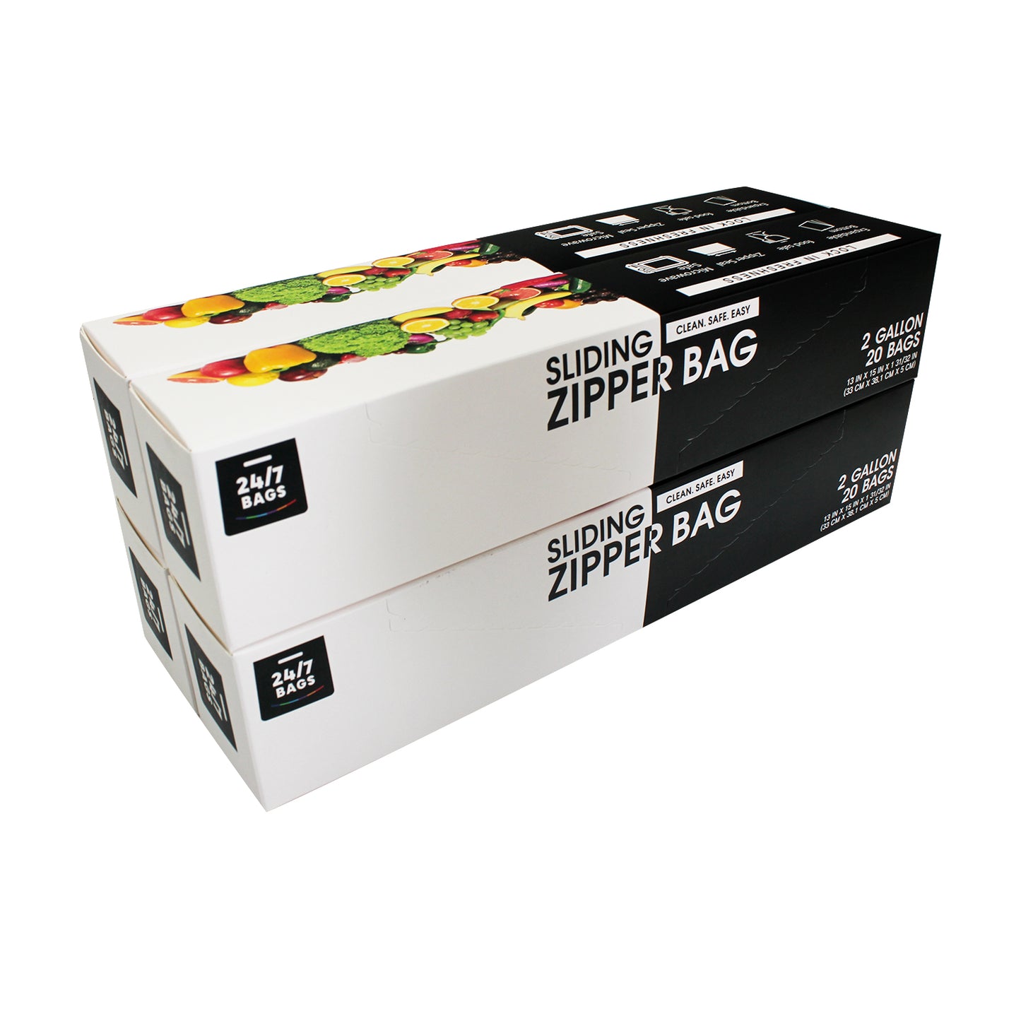 Slider Stand Up Food Storage Bags, 2 Gallons XL / 80 Count