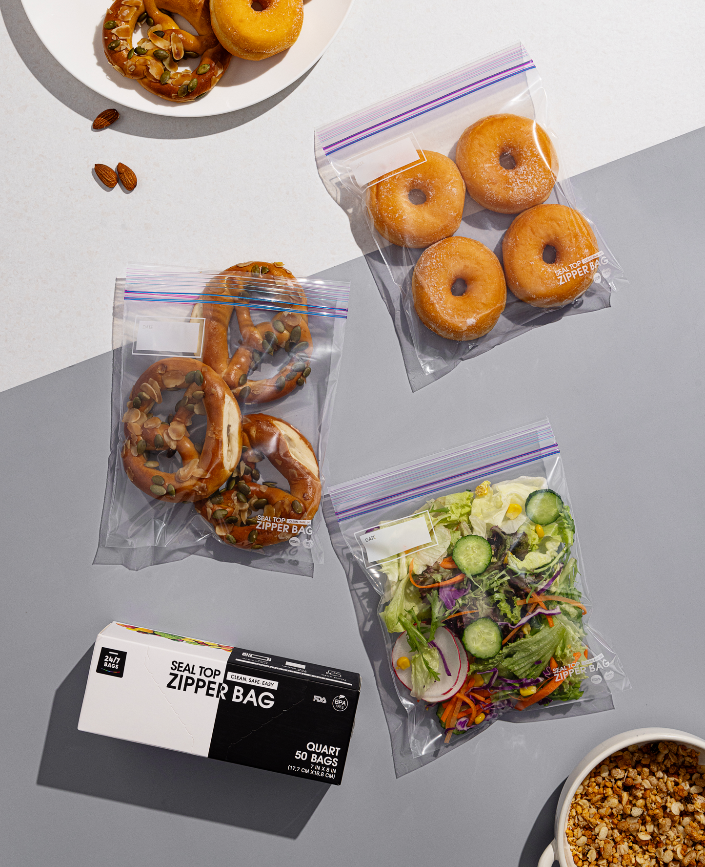 Double Zipper Seal Storage Bags, Quart / Medium 200 Count