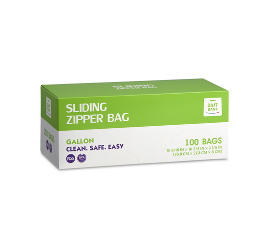 Slider Gallon Food Storage Bags with Expandable Bottom- L/100 Count