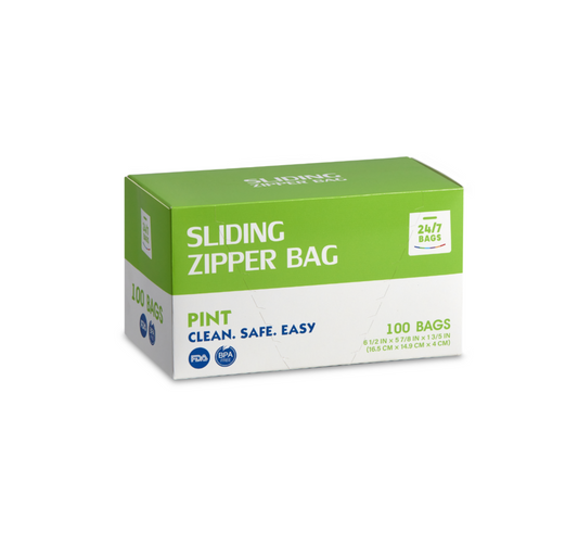 Slider Pint Food Storage Bags with Expandable Bottom- S/100 Count