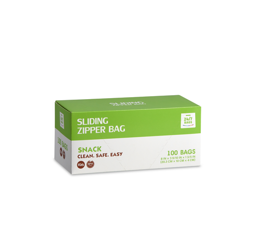 Slider Snack Food Storage Bags with Expandable Bottom- XS/100 Count