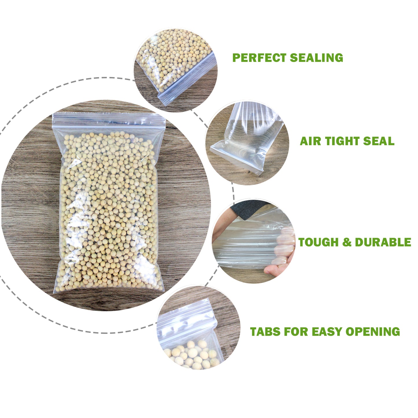 13" x 15" Resealable Poly Plastic Zip Bags, 2 Mils / 100 Count