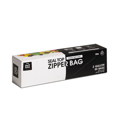 Double Zipper Seal Storage Bags, 2 Gallon / X-Large 50 Count- 1 Box