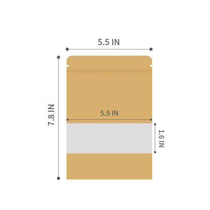 Kraft Resealable Stand Up Pouch Bags With Clear Window (5.5" x 7.8") / 200 Count