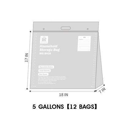 Jumbo Double Seal Zip Storage Bags 5 Gallons, X-Large / 12 Count