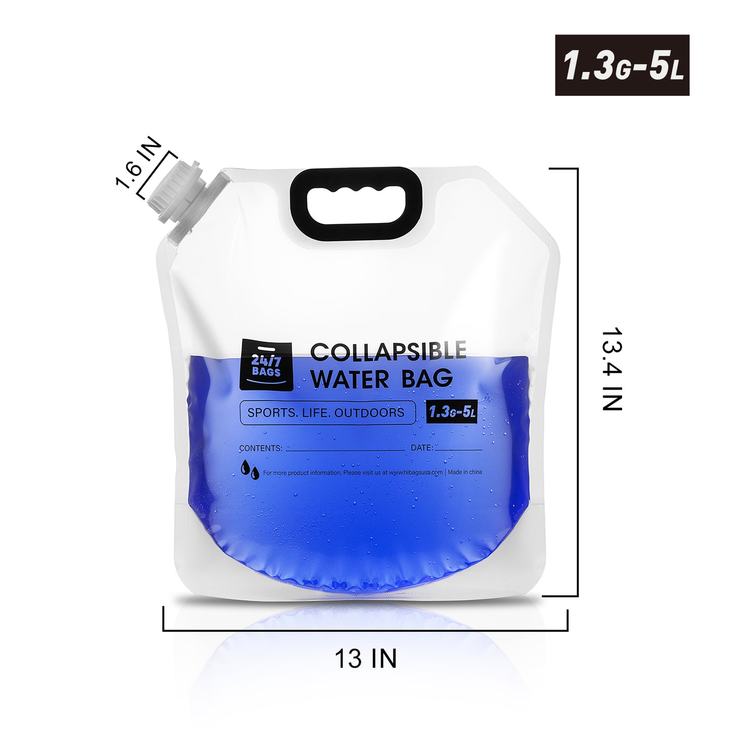 Portable Water Storage Bag With Carry Handle 5 Liter / 4 Count