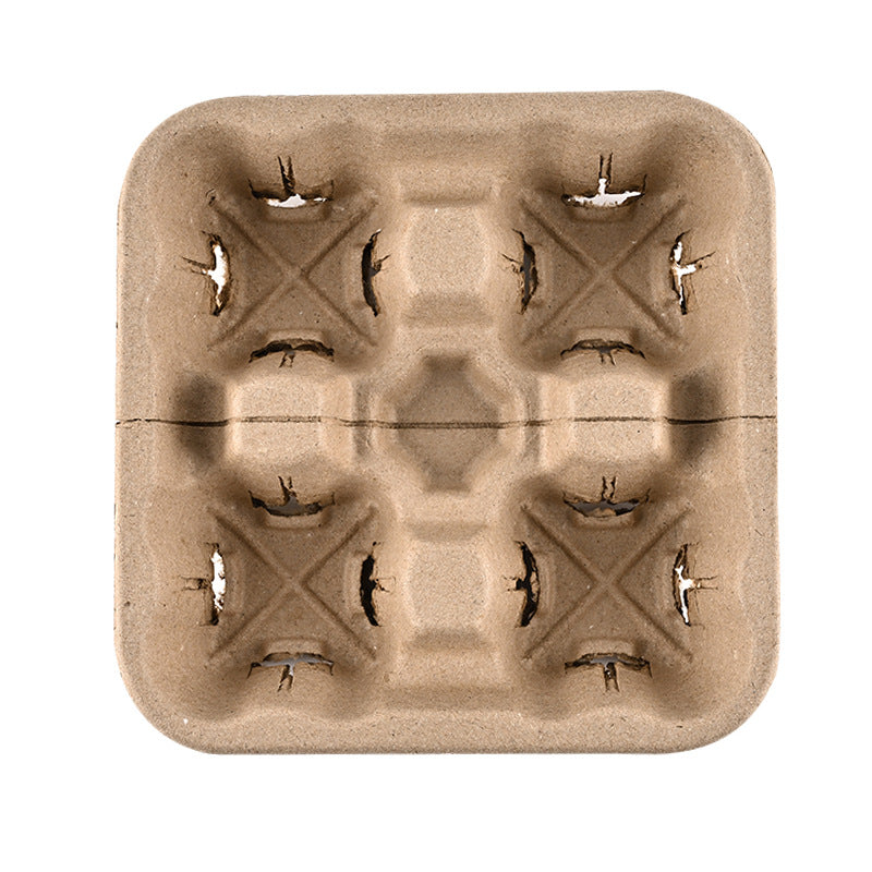 Tearable 4 to 2 Disposable Cup Carrier Tray, Pulp Fiber Cup Holder- 50 Count