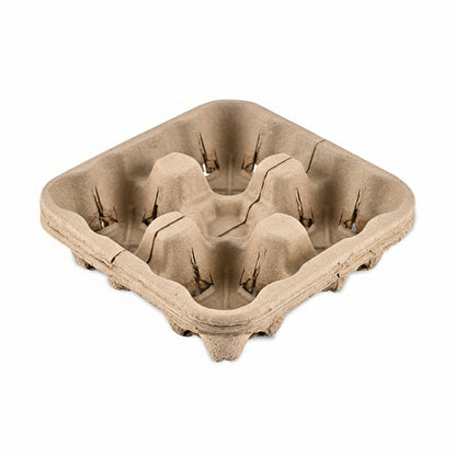 Tearable 4 to 2 Disposable Cup Carrier Tray, Pulp Fiber Cup Holder- 50 Count