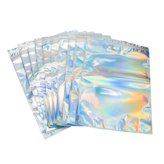 12" x 16" Resealable Mylar Bags, Holographic Back With Full Clear Front Window / 50 Count