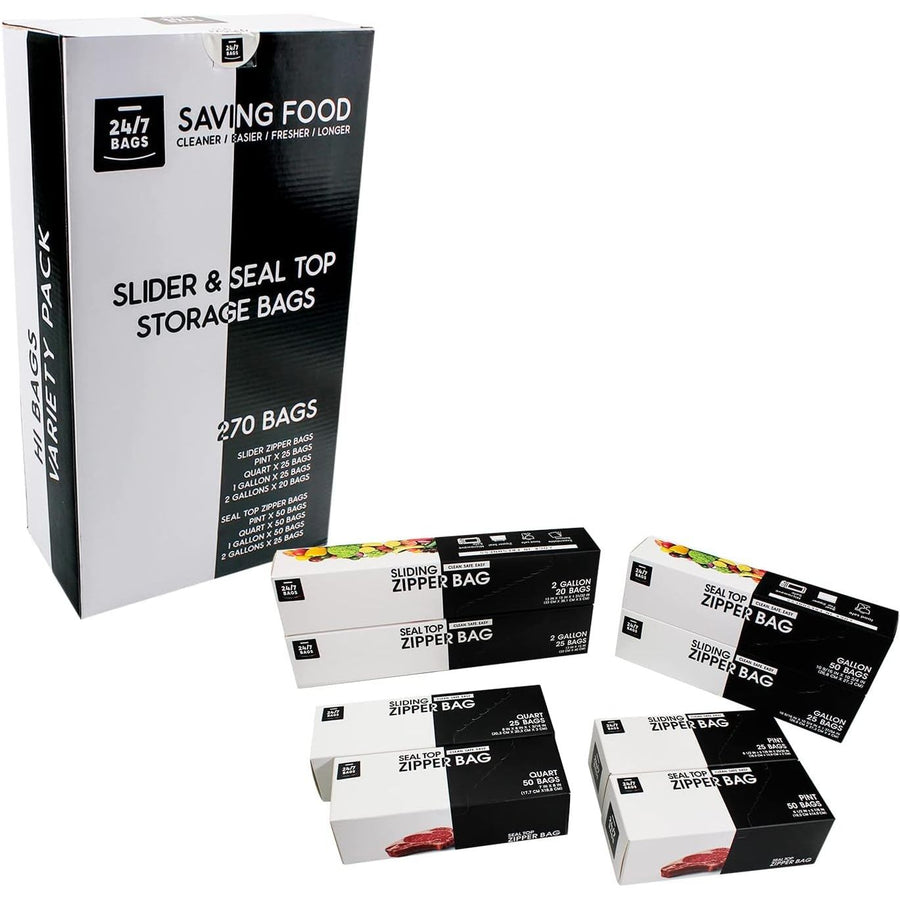 Zip-Lock & Slider Variety Pack, 4 Sizes, 2 Styles / 270 Count