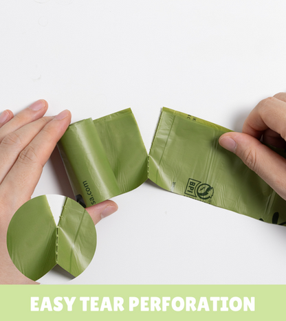 100% Certified Compostable Dog Poop Bags, Non Scented /  20 Rolls of 15 Bags