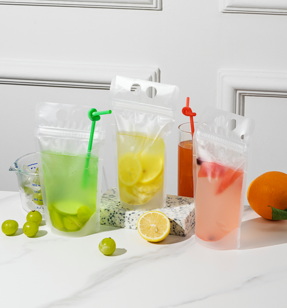 16 Oz Drink Pouches with Straw Hole / 100 Count