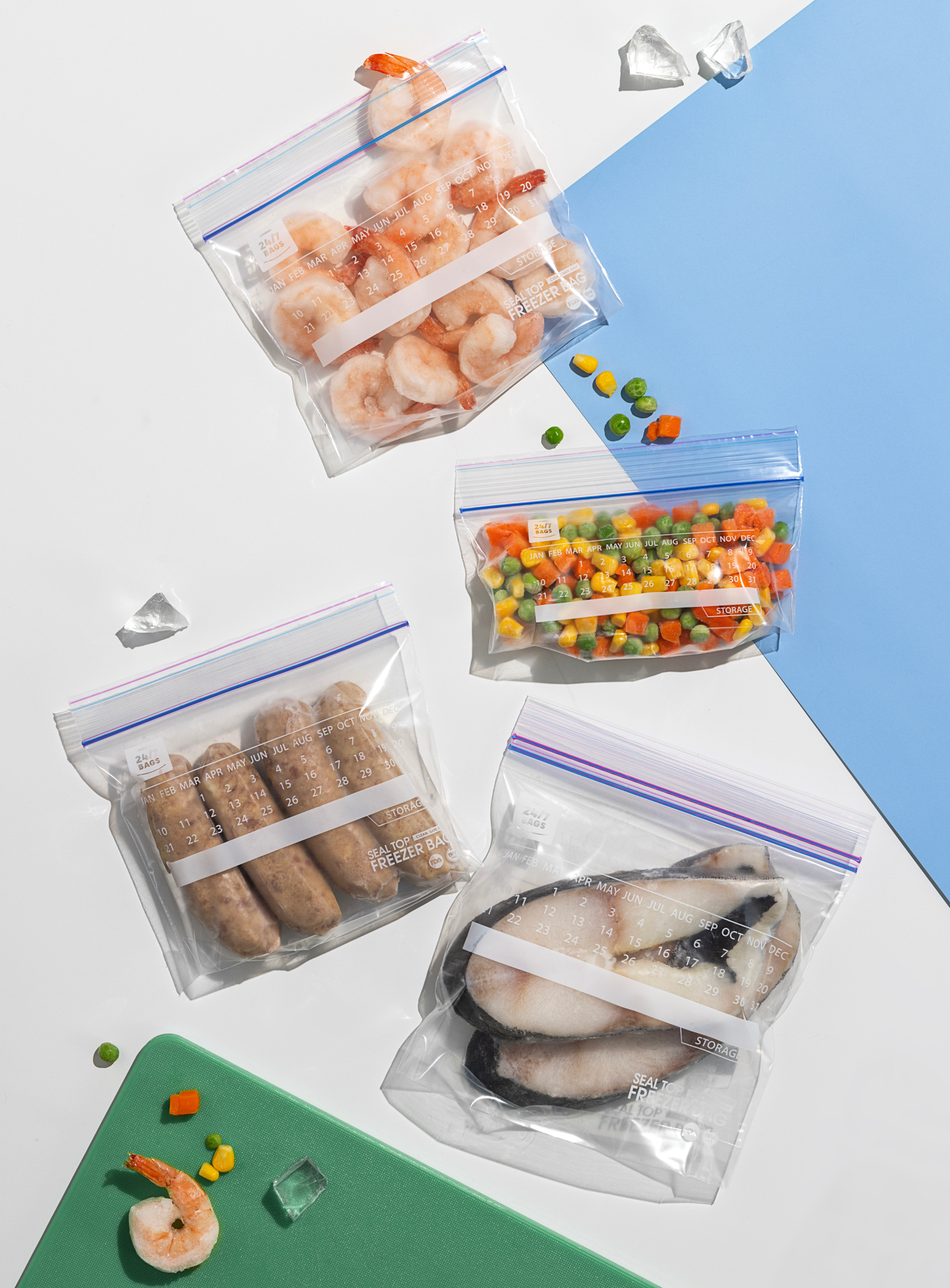 Single Zip Freezer Food Storage Bags, Snack/ 300 Count, Expandable Bottom and Writeable Calendar