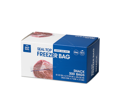 Single Zip Freezer Food Storage Bags, Snack/ 300 Count, Expandable Bottom and Writeable Calendar