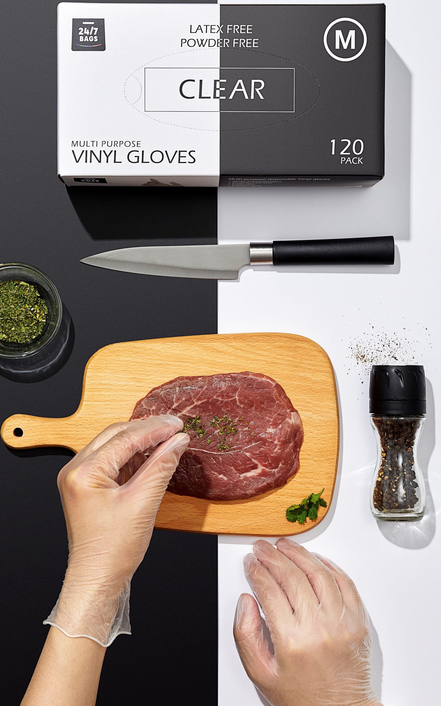 Vinyl Clear Gloves, Large / 120 Count (Latex & Powder Free)