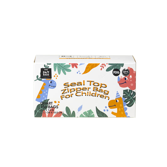 Zip-Lock Kids Fun Pattern Quart Bags / 100 Count